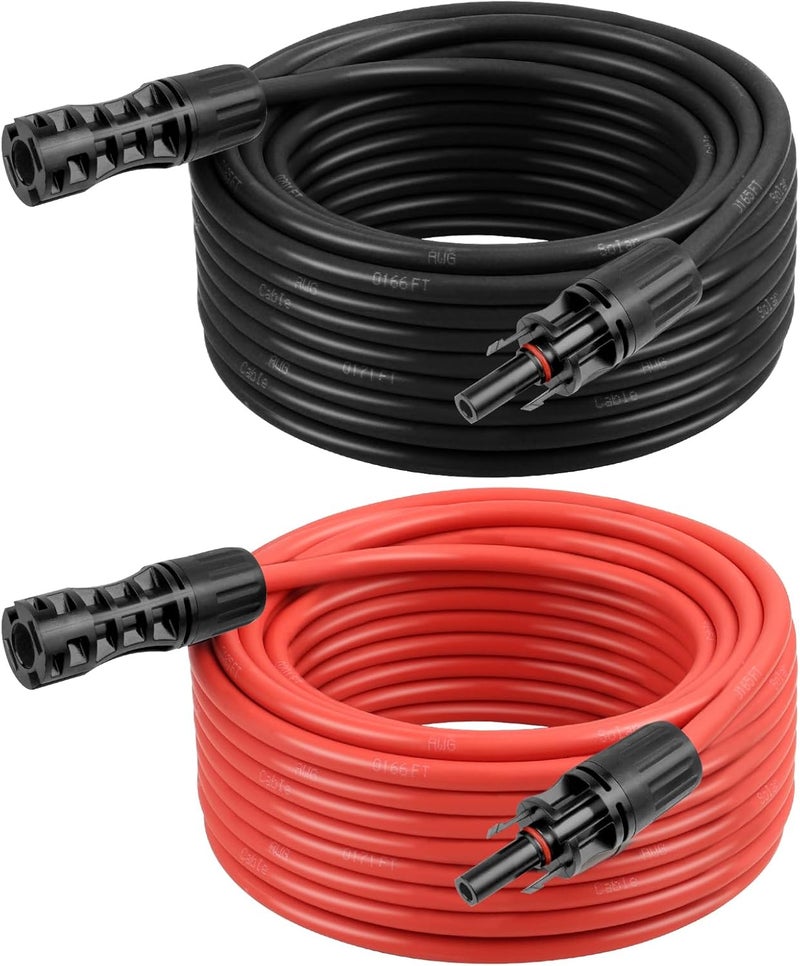 Kimbluth 8 AWG Solar Extension Cable 30FT Black + 30FT Red, 8 Gauge Solar Panel Wire Male to Female Tinned Copper Wire for Solar Panel, Automotive, RV, Boat, Outdoors - Image 1